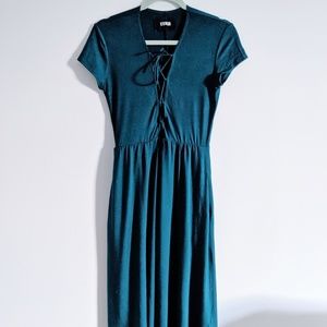 Reformation Lace Up Sandy Midi Swing Dress Size M